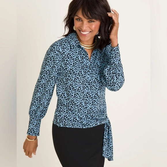 Chico’s • Animal-Print Side-Tie Shirt - Picture 1 of 10